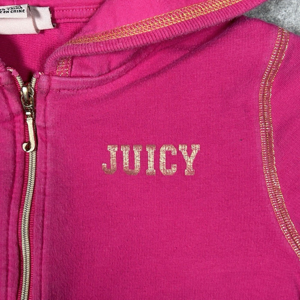Juicy Couture Hoodie YOUTH Girls Size 8/10 Pink Y2K Full Zip Double Sided - Picture 10 of 15